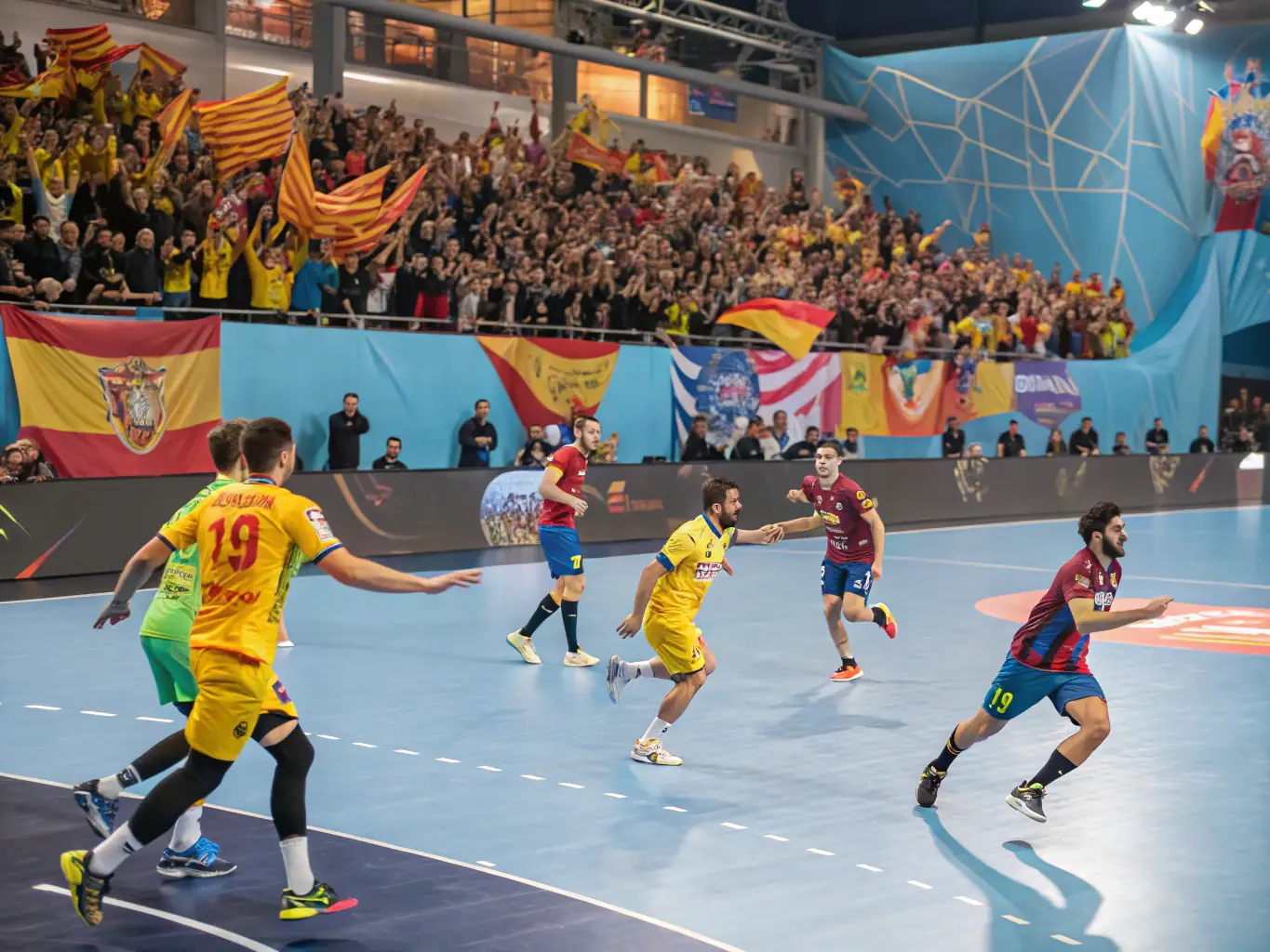 A dynamic image of players competing in the Annual Handball Tournament, capturing the excitement and competitive spirit of the event.